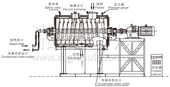 真空耙式干燥機(jī)結(jié)構(gòu)示意圖